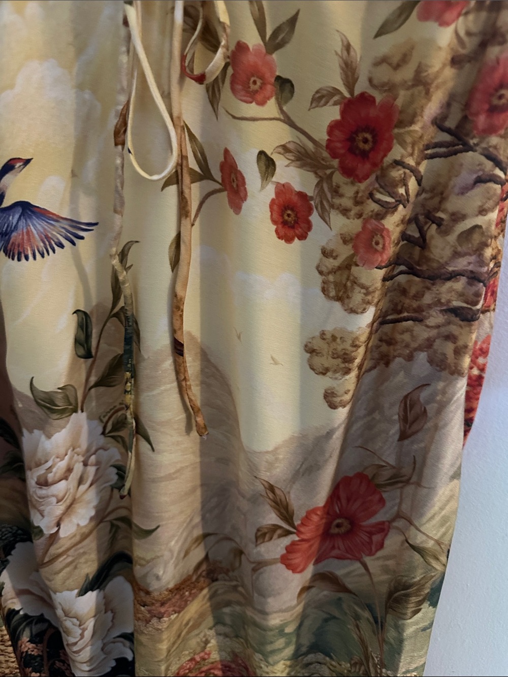 NWT FARM Floral Maxi Dress Long Beige Multicolor Size G V-Neck Sleeveless Tie - Picture 5 of 8